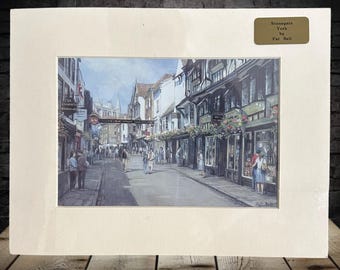 The Gatehouse Collection vintage limited edition print of Stonegate, York, England by Pat Bell