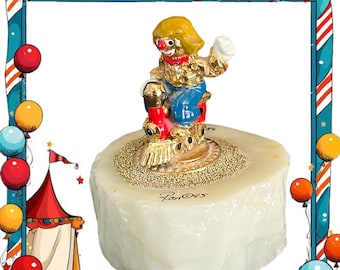 Ron Lee Steamer signed clown figurine sculpture 24k gold plated onyx base vintage 1995