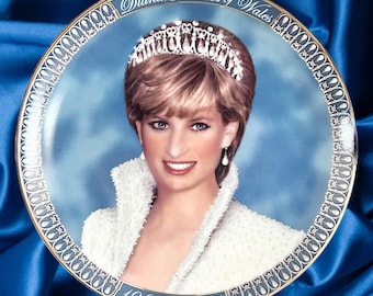 Diana Princess of Wales commemorative collectors tribute plate by Franklin Mint vintage 1990s