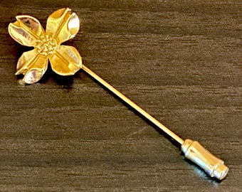 Napier gold plated floral stick pin vintage 1970s jewellery chic