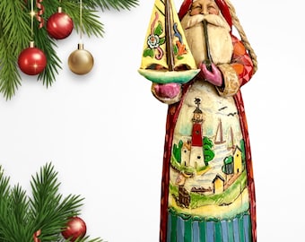 Jim Shore Heartwood Creek A Ship Sails In Bearing Gifts vintage Santa Christmas tree ornament