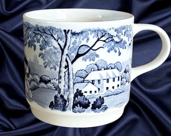Johnson Australia 1970s blue and white transfer print tea or coffee mug