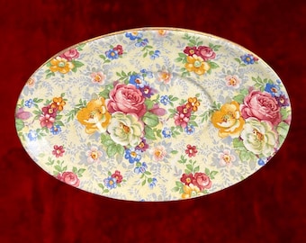 Vintage Lord Nelson Ware Rose Time Chintz small orphan tray vintage 1940s