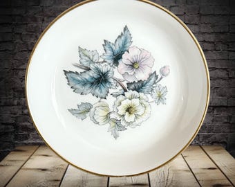 Royal Worcester vintage 1970s white rose pattern porcelain pin, butter, trinket, ring dish