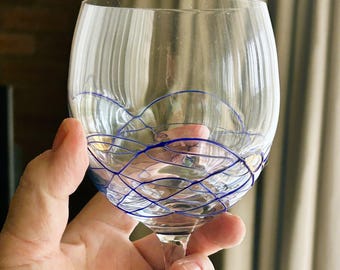 Vintage Hand Painted Wine Glasses - Milano Romania Mosaic Set