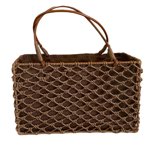 Frankie and Johnnie small vintage brown woven rec… - image 2