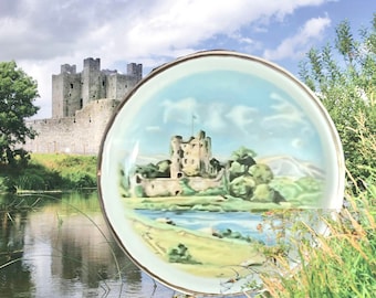 Arklow Pottery Ireland 1930s souvenir ware castle pin dish, trinket dish, butter dish