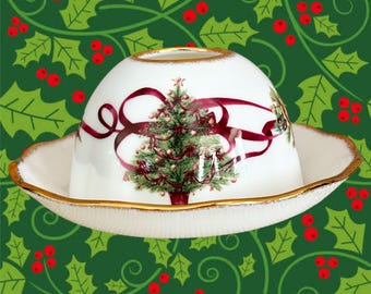 Royal Albert Old Country Roses Christmas Tree fine bone china tealight votive candleholder set