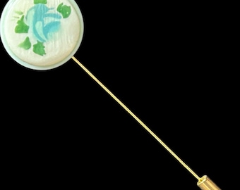 Upcycled boho style vintage 1950s gold tone button stick pin