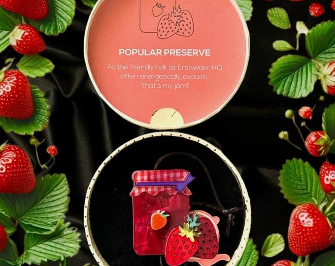 Featured listing image: Erstwilder Popular Preserve by Sally Land acrylic brooch original box