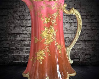 Doulton Burslem England 1890s Art Nouveau era fine bone china pitcher, jug