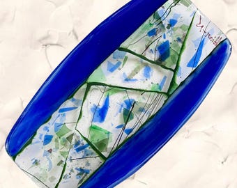 Lee Fabbian-Neilson vintage studio art glass trinket or canapes dish