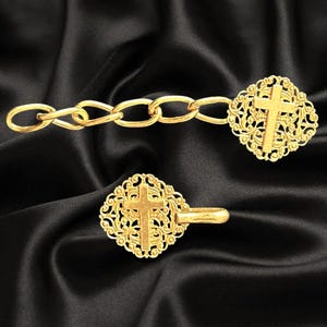 Priest Morse Cope metallic clasp gold colour finish, crucifix cross detail religious item