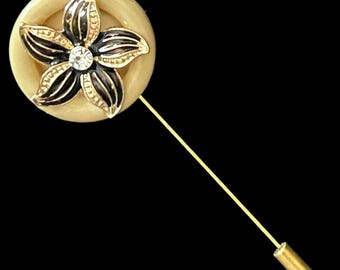 Upcycled Mad Men style vintage 1960s gold tone button stick pin