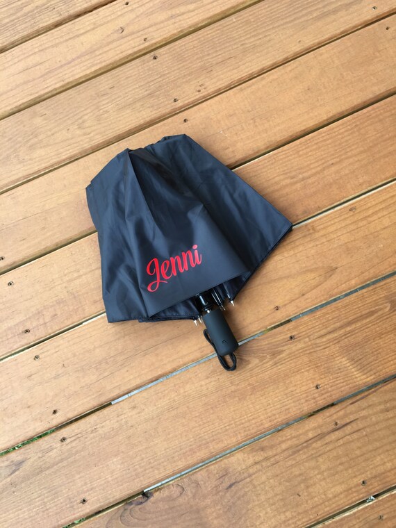Personalized Umbrella Custom Umbrella Name Black Red Etsy
