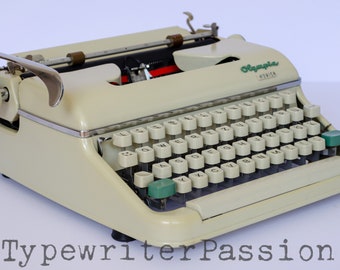 Green Olive Black Travel Typewriter Working Typewriter Green Typewriter Manual Typewriter Olympia Monica 70s Office Home Decor