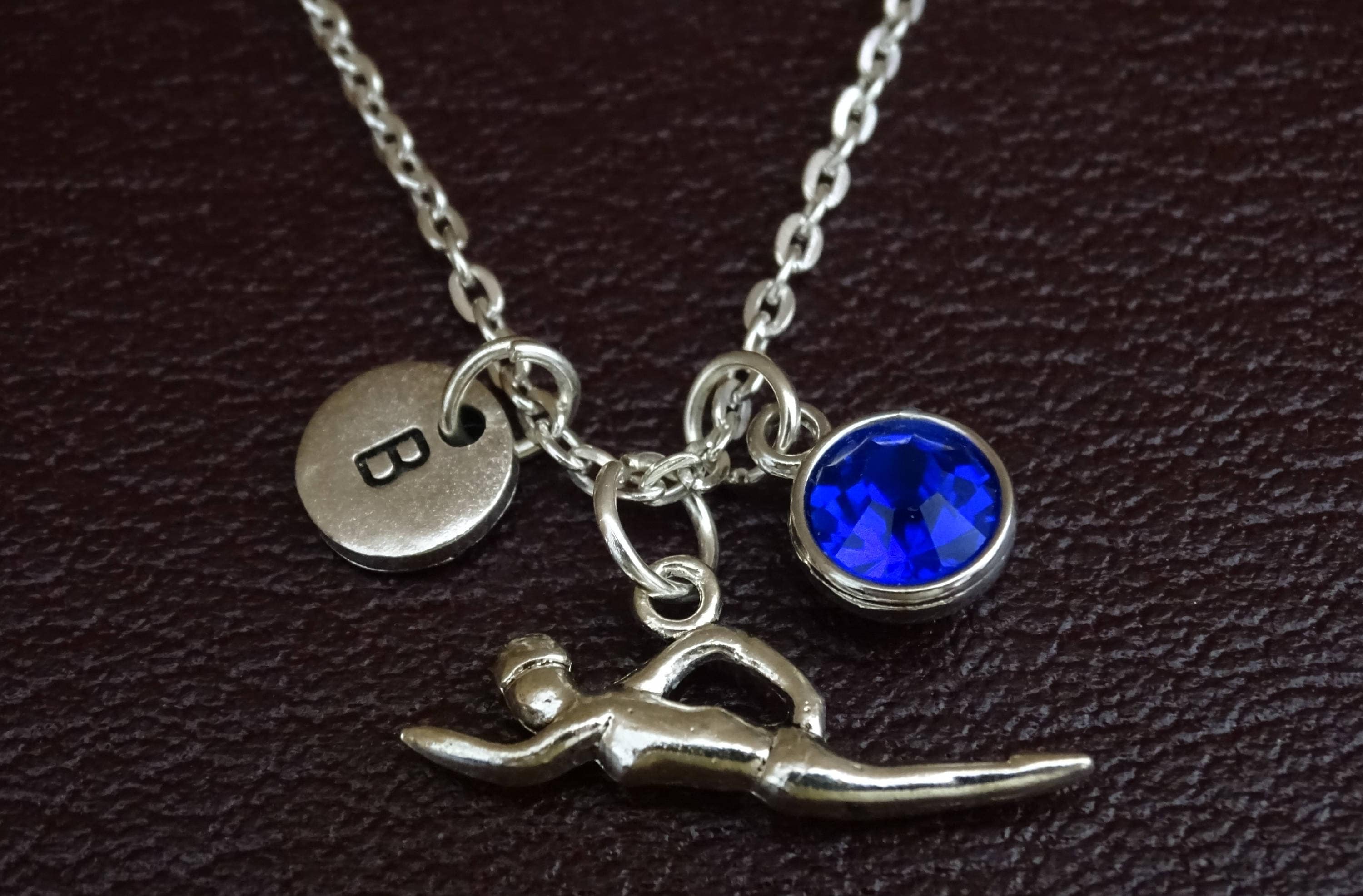 Swimming Necklace Swimming Charm Swimming Pendant Swimming Etsy