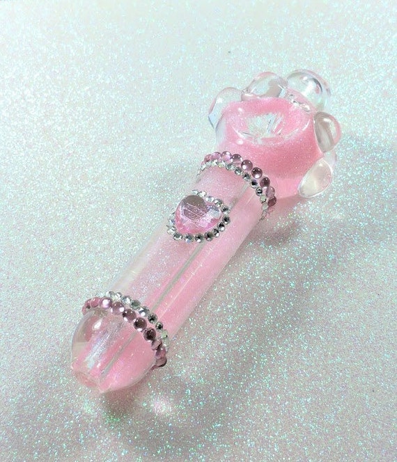 Glitter Princess Glass Pipe Liquid Glitter Glass Spoon Pipe Etsy