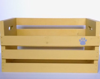 Personalized Toy Box - Yellow w/Gray Paw Print