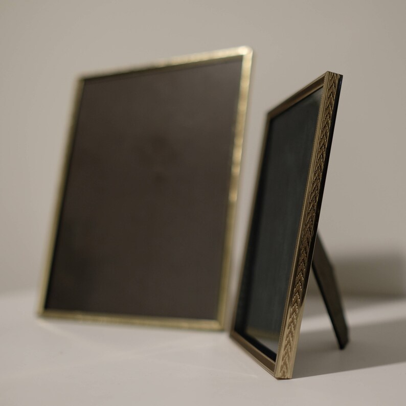 Set Of 2 Vintage Gold Embossed Metal Table Top Frames 8x10 And Image 0