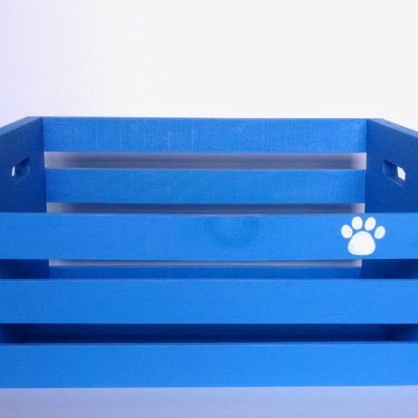 Personalized Toy Box - Blue w/White Paw Print