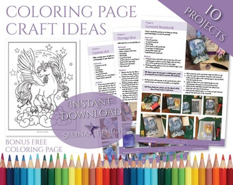 Coloring Page Craft Ideas 10 Project Booklet Coloring Page/Digi Stamp Fantasy Printable Download by Selina Fenech