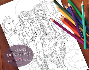 The Raid Memory's Wake Coloring Page/Digi Stamp Fantasy Printable Download by Selina Fenech