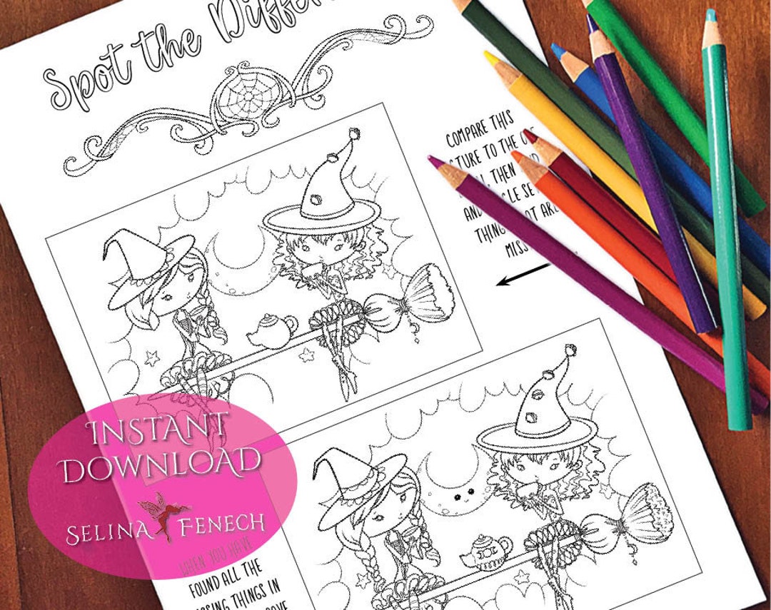Faedorables Activity Witch Spot the Difference Coloring - Etsy Ireland