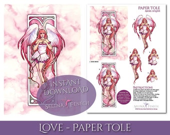 Paper Tole Decoupage - Nouveau Angel of Love - Fantasy Art Printable Design Instant Download Sheet