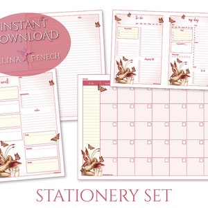 Kleine dingen briefpapier Set kalender To Do List brief schrijven papier kunst afdrukbare Scrapbooking ontwerp Instant Download