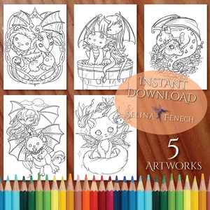Faedorables Fantasy Beasts Halloween Creatures Página para colorear/Digi Stamp Fantasy Descarga imprimible por Selina Fenech
