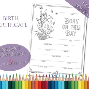 Geburtsurkunde Kleiner Junge Blau Baby Fee Malseite Digi Stamp Fantasy Printable Download by Selina Fenech