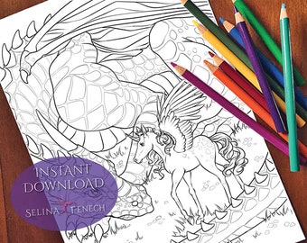 Caretaker Winged Magic Coloring Page/Digi Stamp Fantasy Printable Download by Selina Fenech