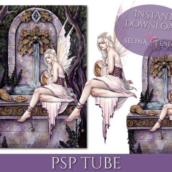 PSP Tagger Tube - Fairy Wishing Well - Fantasy Digital Scrapbooking Download PSD Graphic