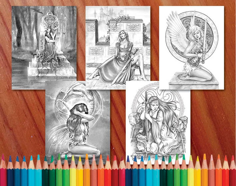 Download Gothic Grayscale Coloring Collection Coloring Page/Digi Stamp | Etsy