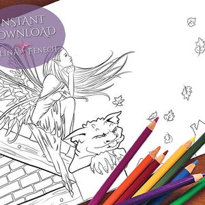 Herbst Winds Fee Begleiter Malseite/Digi Stamp Fantasy Printable Download von Selina Fenech