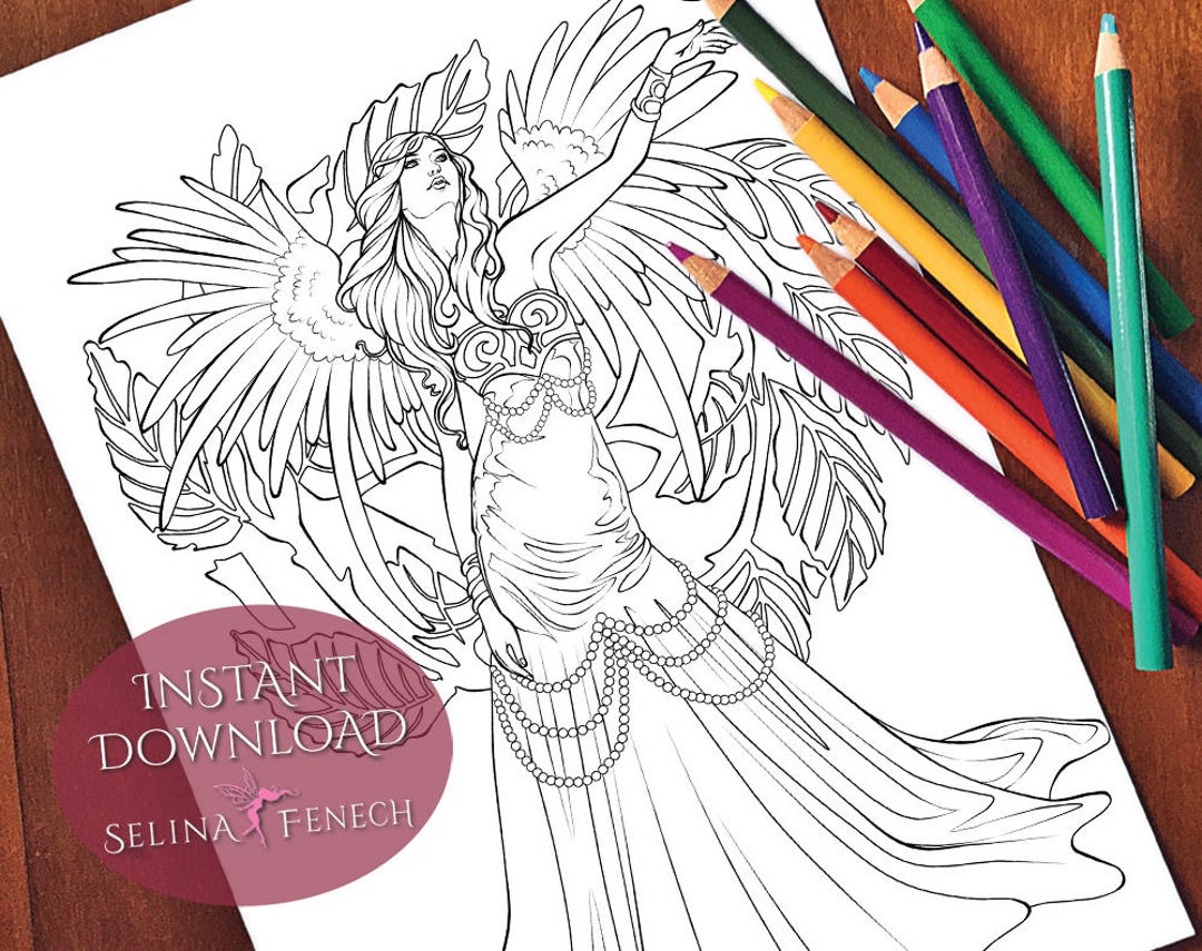 Choirs Angel Seraphina Christmas Festive Magic Coloring Page/digi Stamp ...