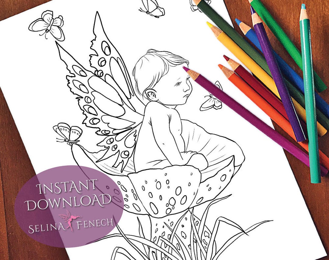 Little Boy Blue Fairy Art Coloring Page/digi Stamp Fantasy Printable