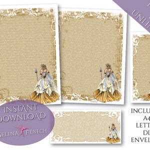 Letter Writing Paper - Fairy Queen Titania - Fantasy Art Printable Stationery Scrapbooking Design Instant Download