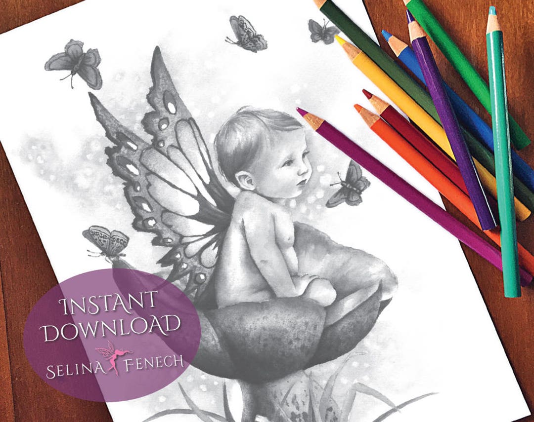 Little Boy Blue Fairy Art Grayscale Coloring Page/digi Stamp Etsy