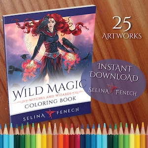 Wild Magic Witches and Wizards Coloring Collection Página para colorear/Digi Stamp Fantasy Descarga imprimible por Selina Fenech