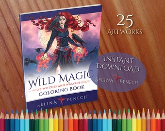 Wild Magic Witches and Wizards Coloring Collection Coloring Page/Digi Stamp Fantasy Printable Download by Selina Fenech