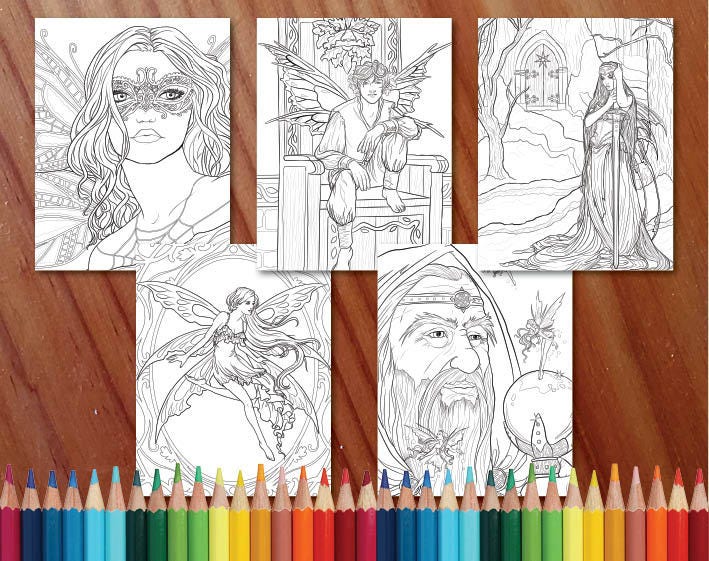 Fairy Magic Whimsical Fantasy Coloring Collection Coloring Page/digi ...