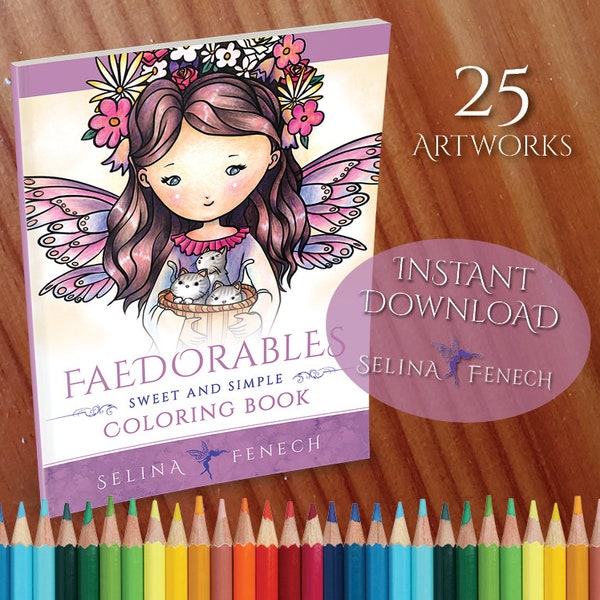 Faedorables Sweet and Simple Coloring Collection Coloring Page/Digi Stamp Fantasy Printable Download by Selina Fenech