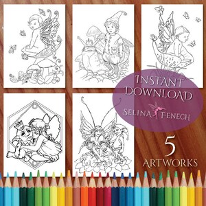 Fairy Art Fairy Babies and Goblins Página para colorear/Digi Stamp Fantasy Descarga imprimible por Selina Fenech
