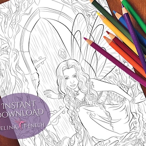 Threshold Fairy Companions Página para colorear/Digi Stamp Fantasy Descarga imprimible por Selina Fenech
