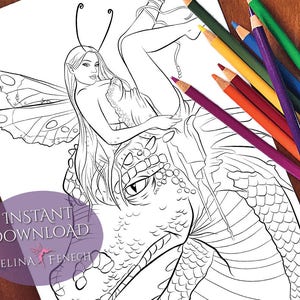 Drachenfee Blue Fairy Gefährten Malseite/Digi Stamp Fantasy Printable Download von Selina Fenech