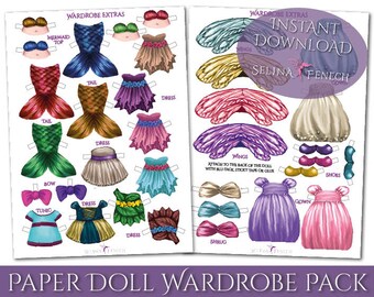 Paper Doll Wardrobe Clothing - Fantasy Art Printable Scrapbooking Design Instant Download