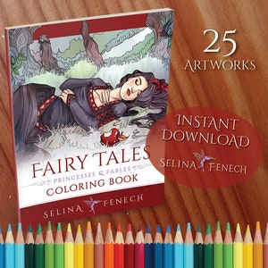 Fairy Tales Princesses and Fables Coloring Collection Coloring Page/Digi Stamp Fantasy Printable Download by Selina Fenech