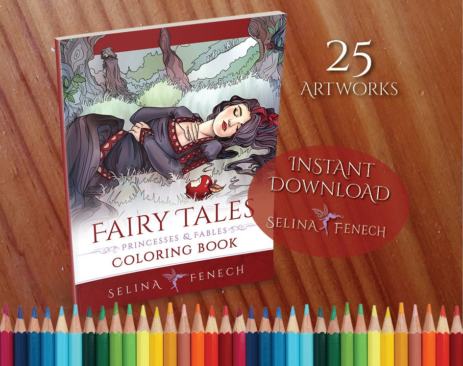 Fairy Tales Princesses and Fables Coloring Collection Coloring Page/Digi Stamp Fantasy Printable Download by Selina Fenech
